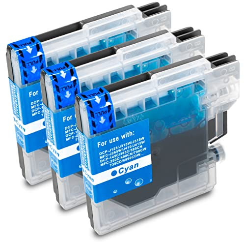 ESMONLINE 3 kompatible Druckerpatrone ersetzt Brother LC-980 LC-985 LC-1100 DCP-J 515 MFC-J 220 MFC-J 265 MFC-J 410 MFC-J 415 (Cyan)