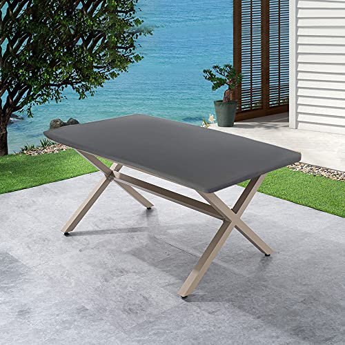 Cozomiz Elastische Tischdecke Gartentischdecke Rundtischdecke wasserdichte rutschfeste Abwischbar Schmutzabweisend Tischdecke Grau 120x60cm Rechteckig Enge Passform