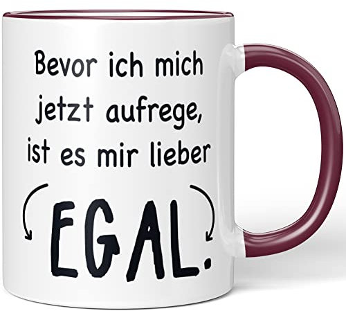 JUNIWORDS Tasse, Bevor ich Mich Aufrege, ist es Mir Lieber egal, Bordeaux (1005411)