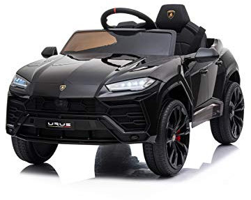 FINOOS Lambo Urus Elektroauto für Kinder, Originallizenz, Batterie, vertikal öffnende Türen, 2 Motoren, 12-V-Batterie, 2,4-GHz-Fernsteuerung, 1 bis 4 Jahre (Schwarz)