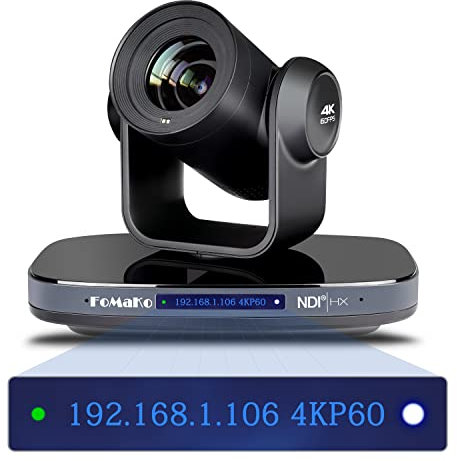FoMaKo PTZ Camera 4K 60FPS Zoom ottico 20X, Tracciamento AI Telecamera PTZ NDI, USB3.0 3G-SDI HDMI IP Streaming Live Telecamera 4K HDR per Chiesa Conferenza Studio Eventi, K820N
