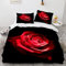 YURKO 220X240Cm Parure De Lit 220X240 Complet avec 2 Taies d'oreiller 65X65Cm Pas De Repassage avec des Roses Rouges Sets De Housses De Couettes Polyester Coton