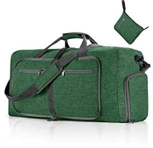 CORIOS Sac de Voyage Hommes/Femmes 85L Pliable Sac de Sport Gym Grande Sac Weekend à Bandoulière avec Compartiment à Chaussures Sac d'Hôpital Oxford Sac de Fitness pour Travail Sport Vert Foncé