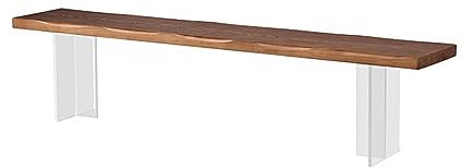 GAGALU Wabi-Sabi Stil Massivholz Bank, Acryl Aufgehängte Brett Schuhwechselbank, Schmale Kante Rest Bank, Stuhl, Massivholz Textur,Braun,120CM