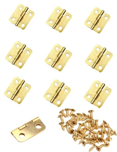 JZK Gold Mini Hinges, Metal Replacement Drawer Hinge 18 * 16mm, Small Furniture Cabinet Hinge with Screws for Dollhouse DIY Crafts Wooden Jewelry Box