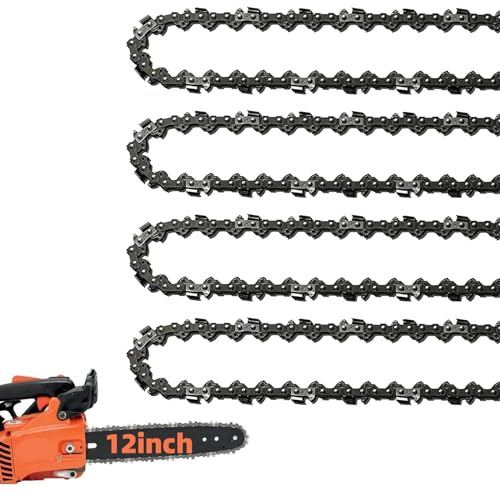 Paquete de 4 cadenas de motosierra de 12 pulgadas, paso LP de 3/8, calibre de 0.50 pulgadas, 45 eslabones de transmisión, cadena de repuesto de 12 pulgadas, retroceso bajo compatible con Craftsman,