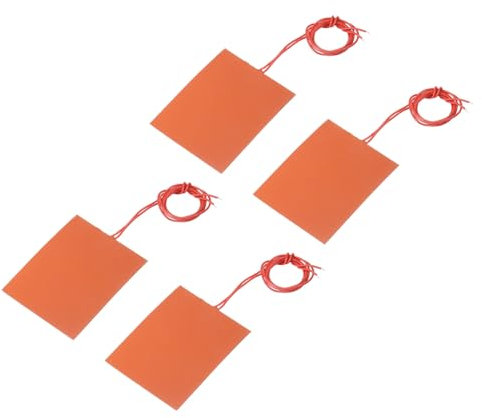sourcing map Silikon-Heizmatte, 12V 25W Heizfolie Flexible Heizplatte 100mmx80mm Heizmatte für konstante Temperatur, Packung mit 4 Stück