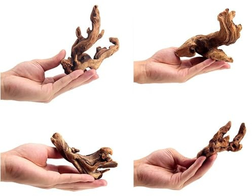 YZHZOM Small Natural Driftwood for Aquarium Styling Carefully Selected Natural Aquarium Decor Driftwood for Reptile Tank Reptile Tank Wood Decor (Driftwood 4-6inch 4pcs)
