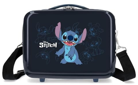 Kabinenkoffer Joumma Bags Disney Happy-Stitch, Koffer-Set, hergestellt aus ABS, EIN Robustes und leichtes Material, seitliches Zahlenschloss, Marineblau, Kulturbeutel