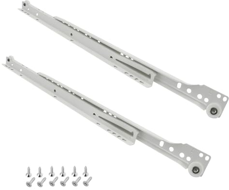 Schubladenschienen 500mm, 2 Paar (4 Stk.) Rollschubführungen,bis 20kg | Schubladen Schienensystem Teilauszug, Schubladenführungen mit 24 Schrauben, Schienen für Schubladen, Schubladenauszug Weiß