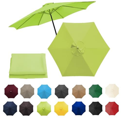 Sonnenschirm Ersatzbezug Für Outdoor Terrassenschirm Strandschirm Sonnenschirm ( 200/270/300cm 8 Streben/6 Streben ) Gartenschirm Stoff Ersetzen, Ersatzdach Für Terrassenschirm(Color:Grass green,Size: