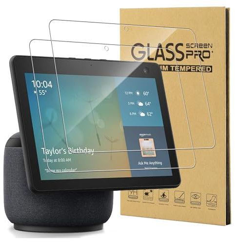 CONAPIKA Schutzfolie für Echo Show 10 (3. GEN) 2023 10.1 Zoll,2 Stück 9H Härte Anti-Kratzen Anti-Bläschen Gehärtetes Glas Displayfolie 2.5D Hohe Empfindlichkeit Anti-Fingerabdruck Displayschutzfolie