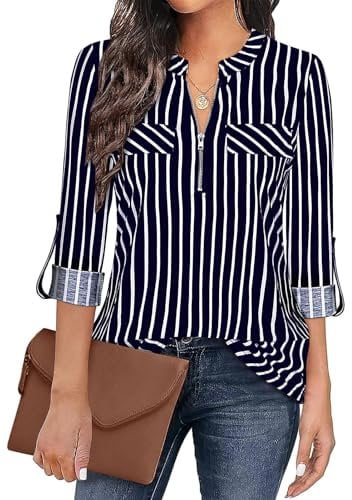 Gemulate Women's Striped Top Long Sleeve Plus Size Wedding Top UK - Black White Stripe, XL