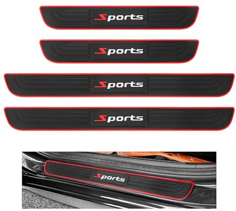 4PCS Car Door Sill Protector,Anti-Scratch Rubber Car Door Protector Edge Guards for Door Steps,Universal Waterproof Door Threshold Strips Exterior Accessories (Sports, Breite 6CM)