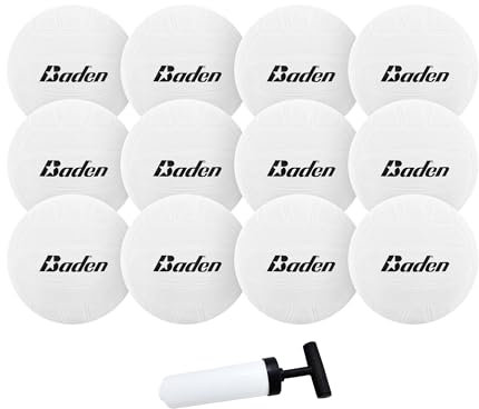 Baden Mini-Volleyball, 10,2 cm, mit Pumpe, für Teamgeschenk, Auszeichnung und Poolfreundlich, Weiß, 12 Stück