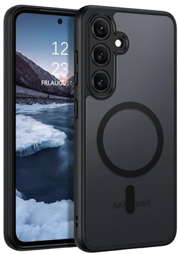 BENTOBEN Coque magnétique pour Samsung Galaxy A35 5G [Compatible avec Magsafe] Coque Samsung A35 Protection de qualité militaire Anti-choc Partie arrière mate translucide Anti-rayures - Noir