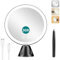 Auxmir Grossissant Miroir Maquillage x30 avec Lumières LED Miroir de Salle de Bain Portable Lumineux, 2000mAh USB Rechargeble, Miroir Ventouse Rotation à 360 °, Noir