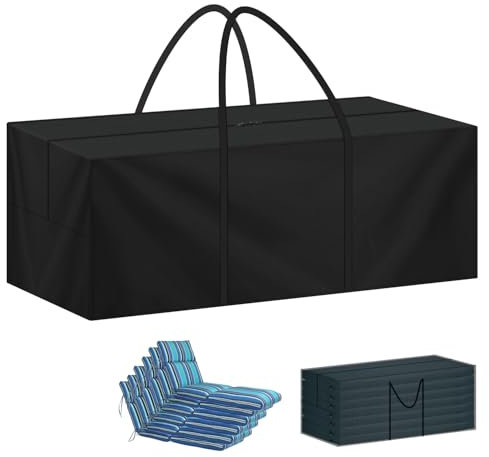 LAMUNI Garden Cushion Storage Bag, 420D Oxford Garden Furniture Cushion Storage Bags, Outdoor Cushion Storage Bags with Handle, Extra Large Patio Storage Bag for Christmas Tree, 175x60x80cm