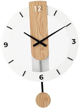 Sharplace Pendeluhr aus Holz, Wanduhr, Dekoration, dekorativ, geräuschlos, 39,4 x 54,4 cm, für Esszimmer, Einweihungsgeschenk, arabische Ziffern