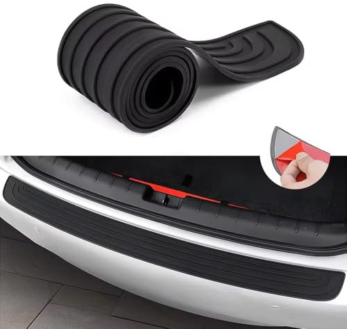 Ladekantenschutz für Dacia Logan MCV 2 (II) I 2013-2020,Einstiegsleisten Schutz Stoßstangenschutz aus Gummi inkl Anti Kratz Kantenschutz Aufkleber Heckstoßstangenschutz,104 * 9cm Black