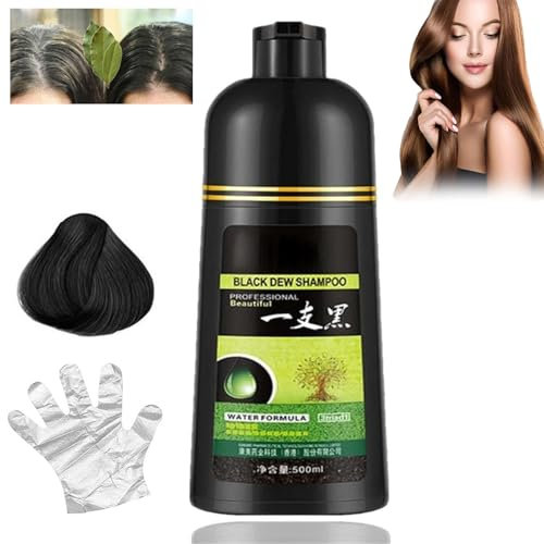 Herbal Shampoo Hair Dye, 3-In-1 Black Hair Dye Shampoo, Instant Black Hair Shampoo,100% Gray Hair Coverage for Men and Women, Hair Dye Hair Color Shampoo Coloring in Minutes (black)