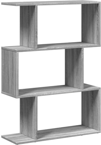 vidaXL Room Divider Bookcase 3-Tier Grey Sonoma 70x24x97 cm Engineered Wood | Loads of room for books and knick-knacks, A sleek look that fits in with any décor,
