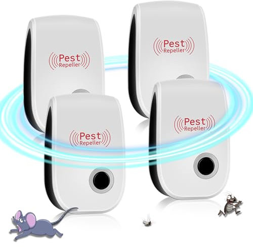 Ultrasonic Pest Repeller, 4Pack Mouse Repeller Plug In Indoor for Mice, Rats, Mosquitoes, Cockroach, Moths, Ants, Radiation Free Pest Repellent Ultrasonic Plug In Harmless To Pets And Human