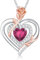 LAVUMO Collier Femme argent Sterling 925 Pendentif Coeur Rose Fleur Pierre Naissance Bijoux Cadeau Anniversaire Femme Copine Maman Cadeau Noël Saint Valentin Fête des Mères (Argent-07-Juillet)