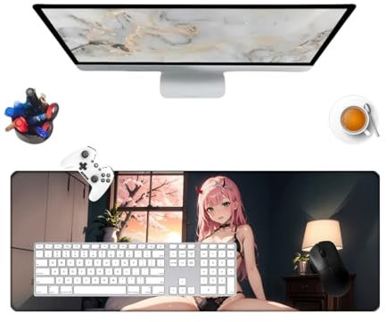 Générique The Franxx Zero Two Anime Multifunction Gaming-Mauspad, Gaming-Tastatur, wasserdicht, 800 x 300 x 3 mm und Unterseite aus rutschfestem Gummi, strukturierte Oberfläche (1)
