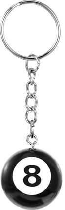 Xinjoduz Porte-clés à 8 boules de 22 mm avec porte-clés, porte-clés cool, boules de billard, porte-clés magique à 8 boules pour sac à main, sac à main, cadeau créatif, noir
