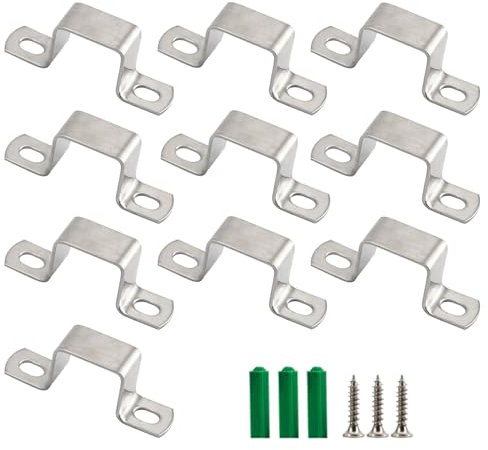 Soporte de tubo cuadrado M30 x 20 mm, acero inoxidable 304, en forma de U, soporte de metal, abrazadera de manguera con tornillos (10 unidades)