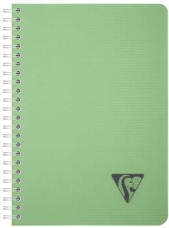 Clairefontaine 327501C Collection Linicolor ESSENCE Un Carnet à Spirale - A5 14,8x21 cm - 180 Pages Petits Carreaux - Papier Blanc 90 g - Couverture Polypro Transparent - Vert Sauge