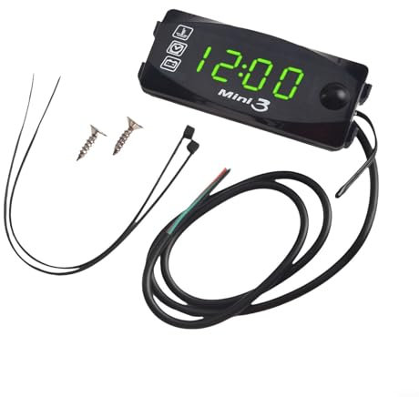 HomeVortex Termometro da esterno, voltmetro per moto, versatile, per display digitale a LED, impermeabile, lungo cavo di alimentazione, termometro per serra (verde)