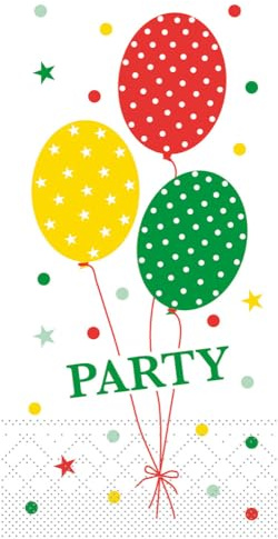 Mank Tissue Serviette Party Ballons in Rot-Grün, 33 x 33 cm, 1/8-Falz, 100 Stück – Perfekte Einweg Servietten für Geburtstagsfeiern, Partys und Festlichkeiten, Karneval, Fasching