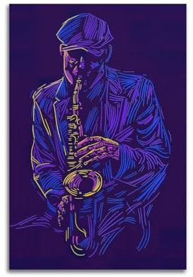 NOHYS Vintage-Musikposter, Jazz-Musiker, Saxophon, Poster, dekorative Malerei, Leinwand, Wandposter und Kunstdruck, moderne Familienschlafzimmer-Dekoration, Poster, 30 x 45 cm