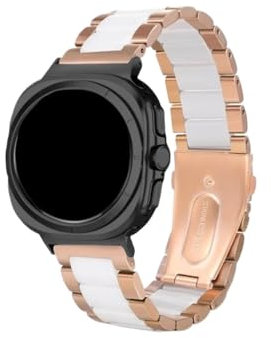 Cinturino for orologio in acciaio inossidabile ceramico adatto for Samsung Galaxy Watch Ultra 47mm(Rose gold white)