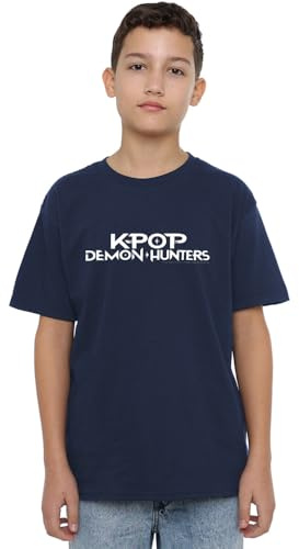 Kpop Demon Hunters Unisex Kids K-pop Demon Hunters - White Logo Kids T Shirt, Black T-Shirt