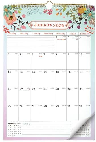 JIANTA Väggkalender 2026 UK, 2026 Kalender Månadsvy Familjplanerare A3, Stor Vertikal Kalender, 18 Månader från Januari 2026 - Juni 2027
