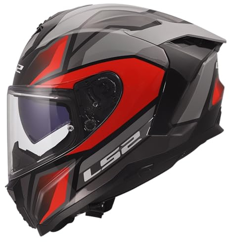 LS2, Integraler Motorradhelm CHALLENGER II VIPER Grey Red, XXL