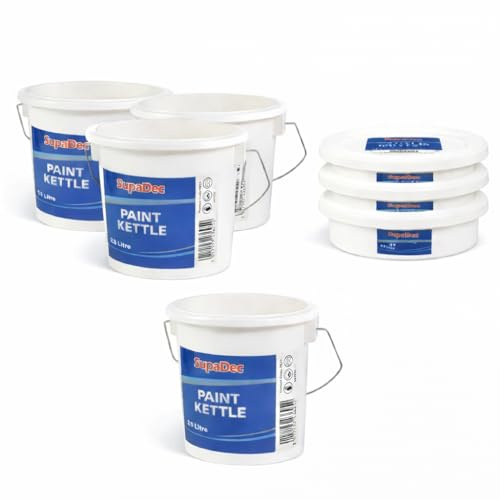 2.5L Paint Kettle 3 Pack with Lids | Includes 3 Paint Kettle Lids | Durable Decorating Paint Pots for DIY & Trade Use