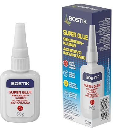 Bostik Super Glue Liquid 50g – Extra Strong & Fast-Setting – Multi-Purpose Adhesive for Wood, Plastic, Metal, Glass, Porcelain and More – Ideal for Repairs in Homes, Offices & Schools