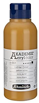 Schmincke - AKADEMIE Acryl color, Lichter Ocker 250 ml, 23661027, feine Künstler-Acrylfarbe, brillant, hoch lichtecht und kadmiumfrei, für Acrylmalerei, Mixed Media