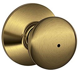 Schlage F40PLY 609 16-080 10-027 Plymouth Bed and Bath Knob, Antique Brass