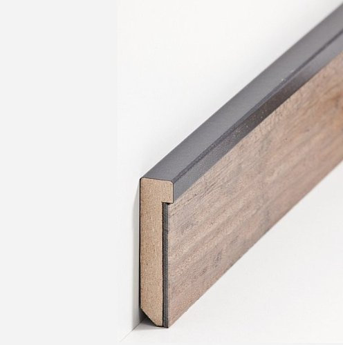 75 mètre 'Südbrock' Plinthe pour plancher en vinyle Frankfurt - couleur: noir (MDF plaxé- 725.5129)