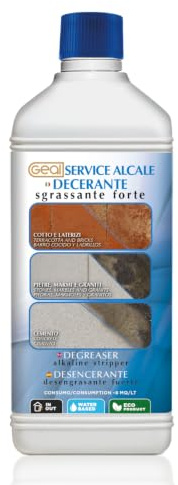 GEAL - Service Alcale Decerante Sgrassante Forte, 1 l | Rimuove Residui Organici e Nerofumo da Pavimenti e Rivestimenti