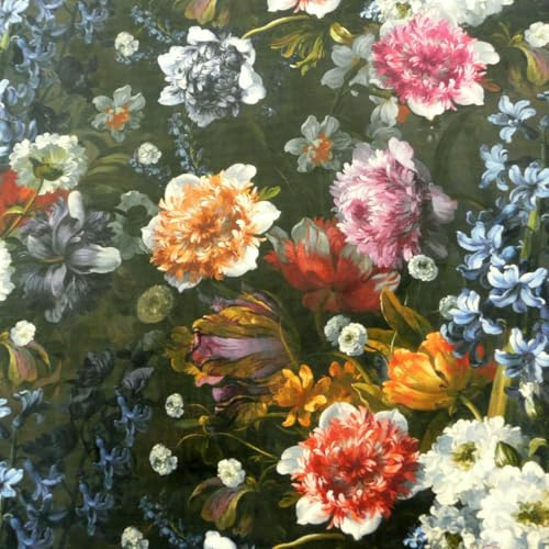 Samtstoff Dekostoff Italian Velvet Samt Blumen bunt 1,45m