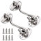 Hook and Eye Latch 3 Inch Grey Cabin Patio Door Hook and Eye White 2Pack Stainless Steel 75mm Heavy Duty Cabinet Latches for Door Gate Window Closet Shed Hardware Catch Silent Holder
