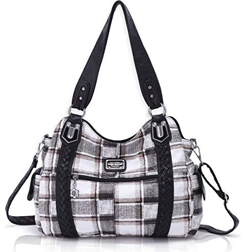 Angel Barcelo Roomy Fashion Hobo Damenhandtaschen, Damen Geldbörse, Umhängetaschen, Umhängetasche Tote, Gewaschene Ledertasche(Schwarz)