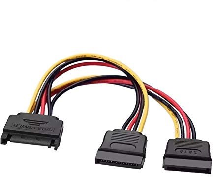 AISENS A131-0353 cable de SATA 0,2 m SATA de 15 pines 2 x SATA de 15 pines Negro, Rojo, Amarillo