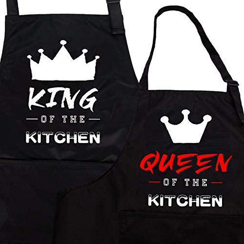 ZOORON King and Queen of the Kitchen Schürzen, Verlobungsgeschenke für Paare, Sie und Ihn, Hochzeitsgeschenke zum 50. Jahrestag, lustige Schürze für Brautpartys.